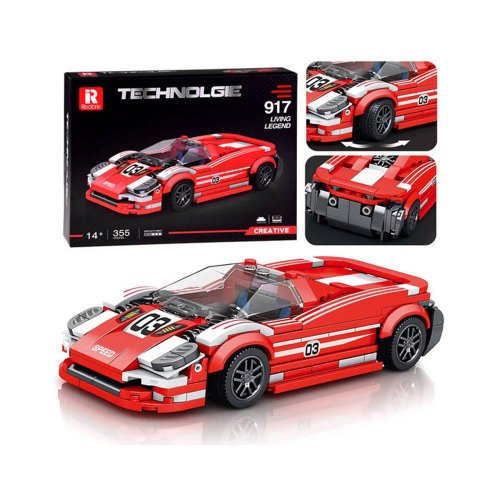 Technické bloky športové auto living legend 917 červené 355-dielne