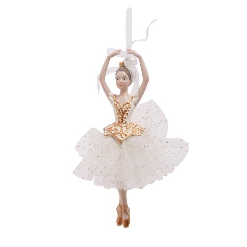 Záves baletka kré/zla ornament poly 8,5*6,2*17cm - Vianočné dekorácie