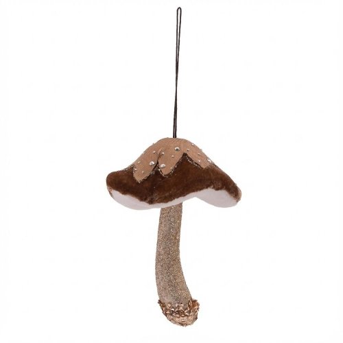 Záves hríb šam/hne zamat textil 9*14cm - Vianočné dekorácie
