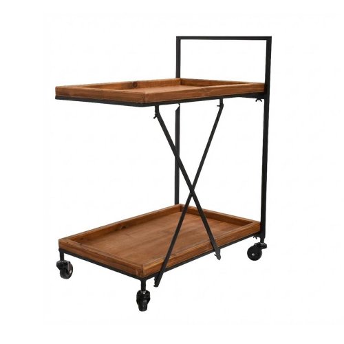 Barový stolík na koliečkach kov/drevo 56,5*39*74cm - Vianočné dekorácie