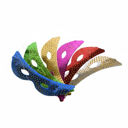 Škraboška papierová, zlatá s/6