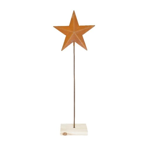Hviezda stojaca hrdza plech/drevo 22,5*3*67cm - Vianočné dekorácie