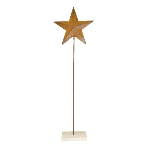 Hviezda stojaca hrdza plech/drevo 26,5*3*90cm - Vianočné dekorácie