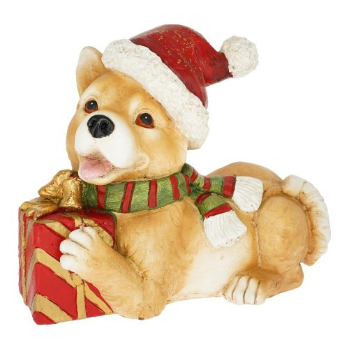 Pes santa ležiaci hne/čer mgo 37,5*20*30,5cm - Vianočné dekorácie a ozdoby