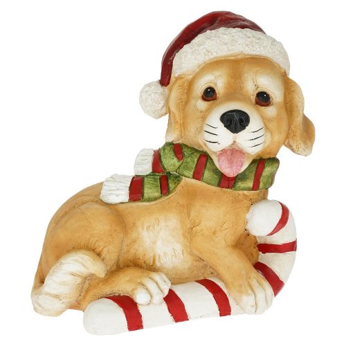 Pes santa s lízatkom hne/čer mgo 32*23,3*35cm - Vianočné dekorácie a ozdoby