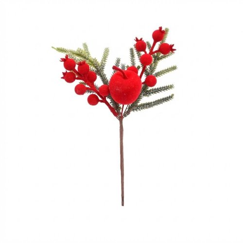 Zápich čečina,jablko, čer.bobule zamat 24cm - Umelé kvety