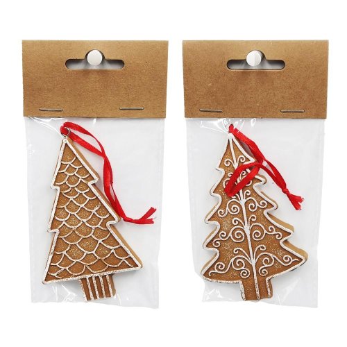 Stromček perník hnedý mix/2 poly 6,1*1*9,4cm - Vianočné dekorácie