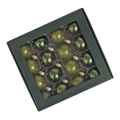 Guličky zelený opal lesk sklo sada 16 ks 30 mm - Vianočné dekorácie a ozdoby