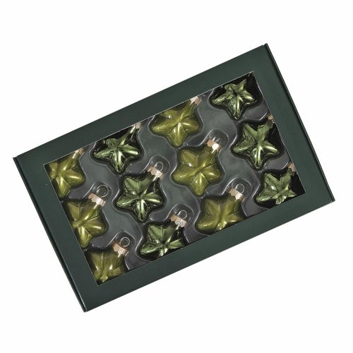 Hviezdičky zelený opal lesk sklo sada 12 ks 40 mm