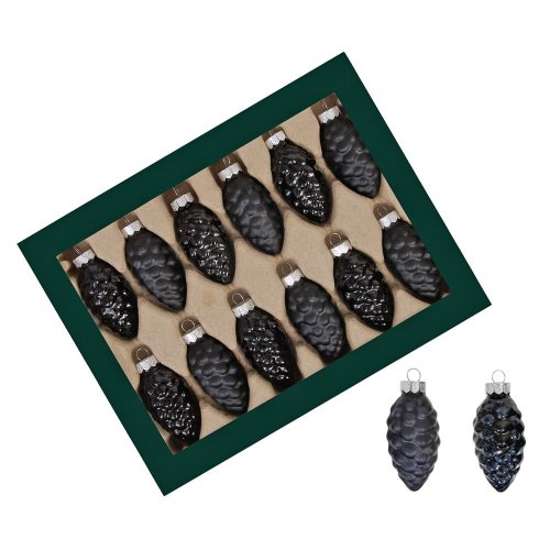 Šišky čierne mat/lesk sklo s/12 60mm
