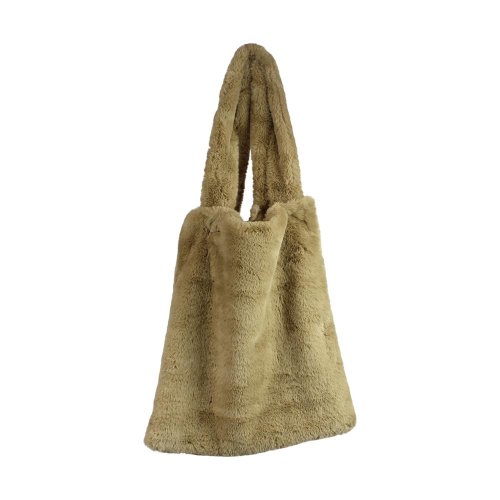 Taška z umelej kožušiny hnedá, polyester 44x38x4cm