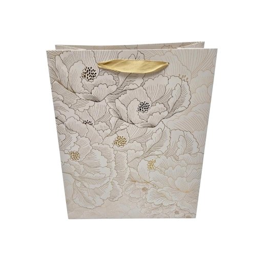 Agb1100505 taška darč. v33,5x26,5+13cm vintage gold petal design - Aranžérsky materiál