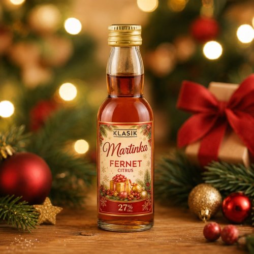 Vianočná mini buteleczka alkoholu 