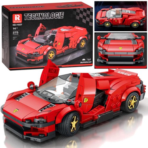 Technické bloky futuristické auto červené zdvíhacie dvere 275 dielikov