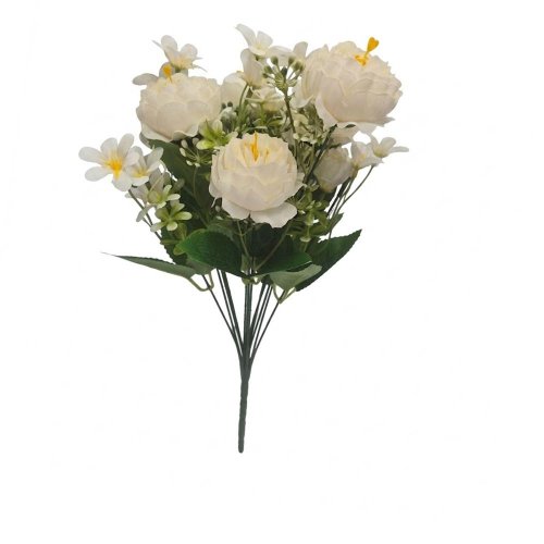Kytica pivonka krémová, drobné kvety,zeleň 37cm - Umelé kvety