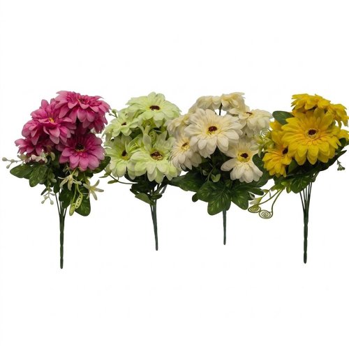 Kytica gerbera, zeleň mix/4f 27cm