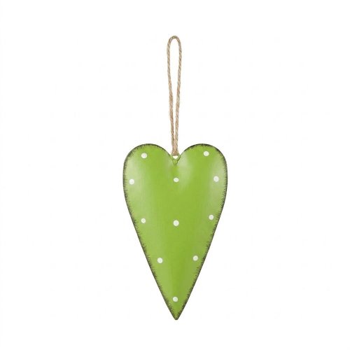 Záves srdce zeleno-bie plech 6,5*11cm