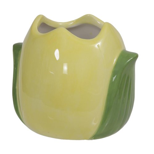 Obal tulipán keramika 10x7x9cm žltý - Veľkonočné ozdoby