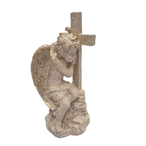 Anjel pri kríži 7,5x6x15cm - Vianočné dekorácie a ozdoby