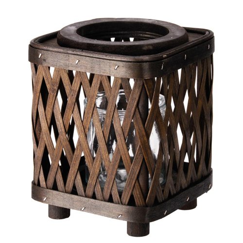 Lampáš bambus sklo vklad 14x14cm - Lampáše