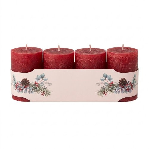 Valec 4-pack rustic červený - Vianočné dekorácie