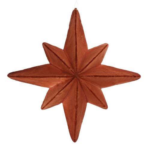 Záves hviezda zamat plast 48cm oranžová