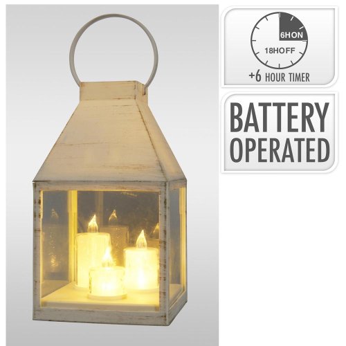 Lampáš biely so sviečkami 25cm - Lampáše