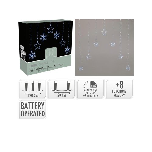 Led120 záves hviezdičky 1,2m /bat/časovač/8funk