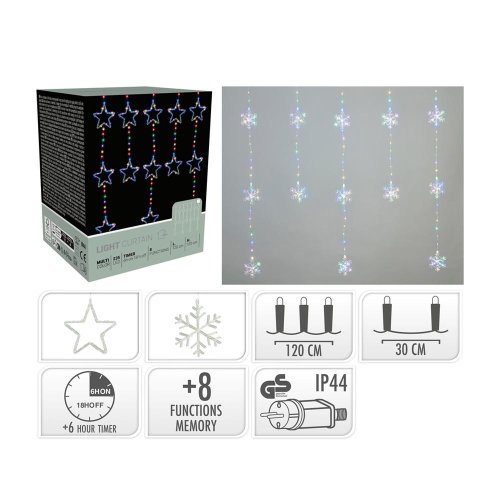 Led hviezd/vločky záves/časovač/8funk