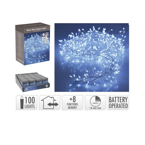Led100 silver drôt w/bat/iner,out/8funk/časovač/ - Vianočné osvetlenie