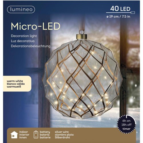 Led guľa záves bater. pr.19cm - Vianočné osvetlenie