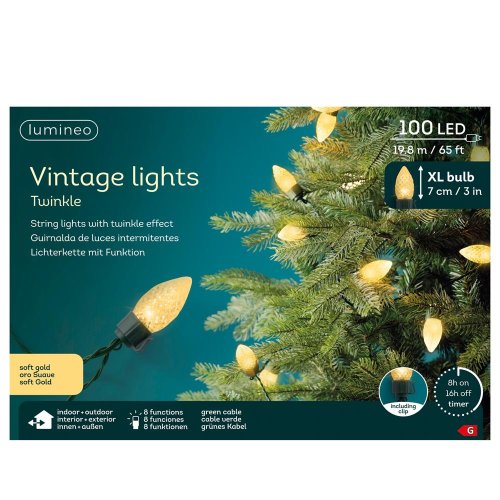 Led svetlá vo vintage štýle out (veľkosť xl) s 8 funkciami a efektom blikania - Vianočné osvetlenie