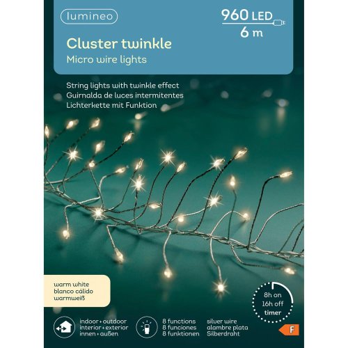 Led svetlá s 8 funkciami/ww a efektom blikania 6m - Vianočné osvetlenie