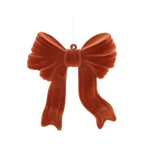 Záves mašľa zamat plast 22x20cm oranžová - Vianočné dekorácie a ozdoby
