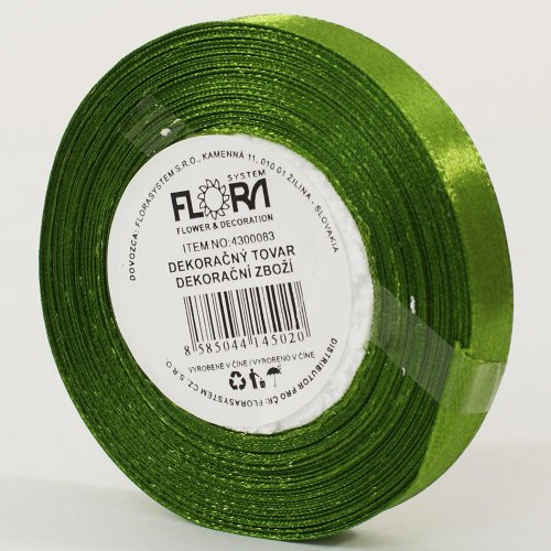 Saten stuha 10mm/15m zelená tm. farba 108 - Umelé kvety