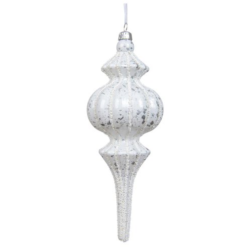 Ozdoba polyst.gliter biele pr.7cm/17cm 2ass - Vianočné dekorácie a ozdoby