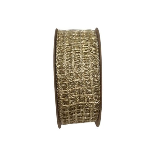 Stuha vian sieťka 3,8cm/10m zlatá - Vianočné dekorácie