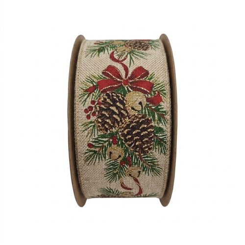 Stuha vian väzba/šišky 6,3cm/10m - Vianočné dekorácie