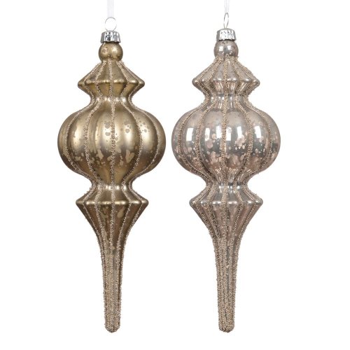 Ozdoba polyst.gliter tm krém pr.7cm/17cm 2ass