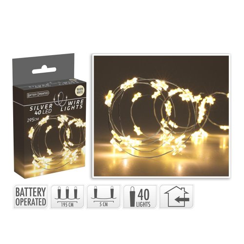 Silver wire star 40led ww - Vianočné osvetlenie