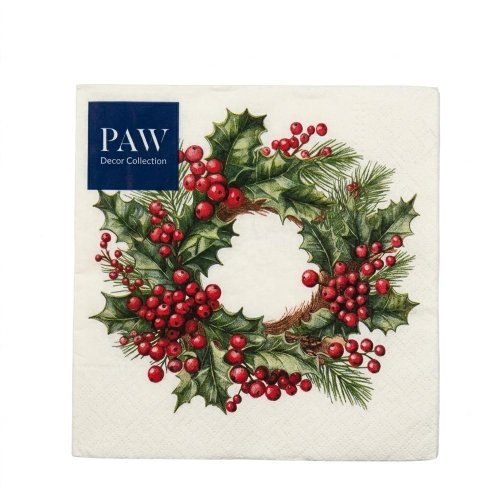 Sdl242700 servítky 33x33cm/20/3vrst. berry wreath - Aranžérsky materiál