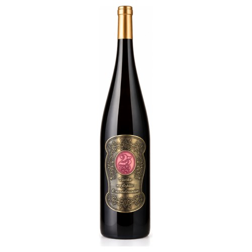 Wino prezentowe 1,5 l z metalową etykietą na 25. urodziny