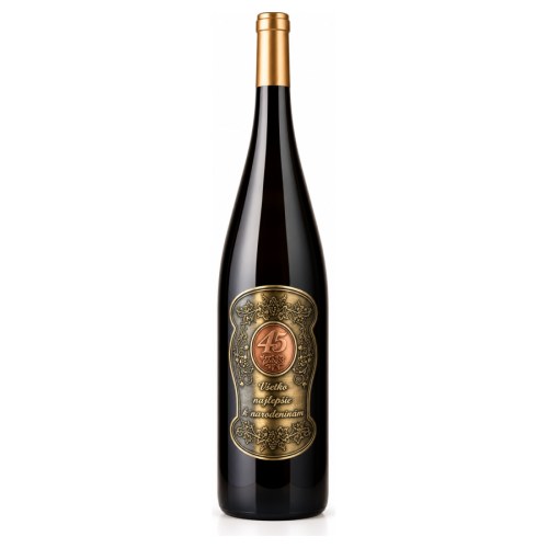 Wino prezentowe 1,5 l z metalową etykietą na 45. urodziny