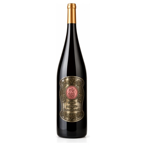 Wino prezentowe 1,5 l z metalową etykietą na 55. urodziny