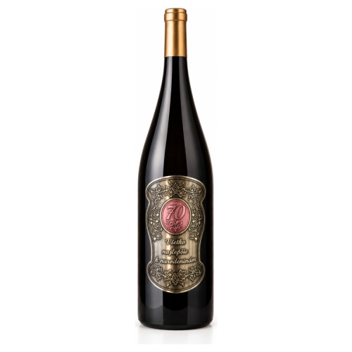 Wino prezentowe 1,5 l z metalową etykietą na 70. urodziny