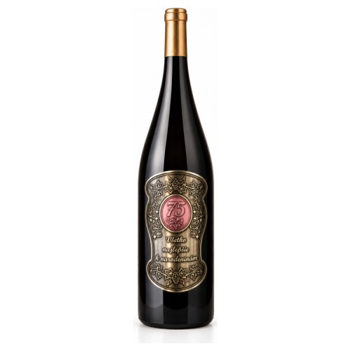 Wino prezentowe 1,5 l z metalową etykietą na 75. urodziny