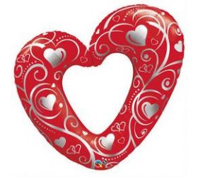 Q Hearts & Filigree Red