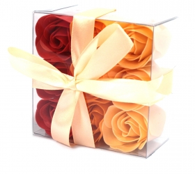 Sada 9 mydlových kvetov - broskyňové ruže