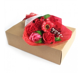 Mydlová kytica v krabici - červená