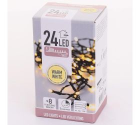 LED svet/24 teplá biela, interiér/exteriér, timer, bat, funk 8